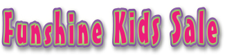 Funshine Kids Sale Logo in Pink Letters with Green outline